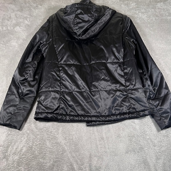 VTG Nike Jacket Youth XL (16-18) Black Satin Hood Full Zip Removable Sleeves Y2K - Picture 4 of 12